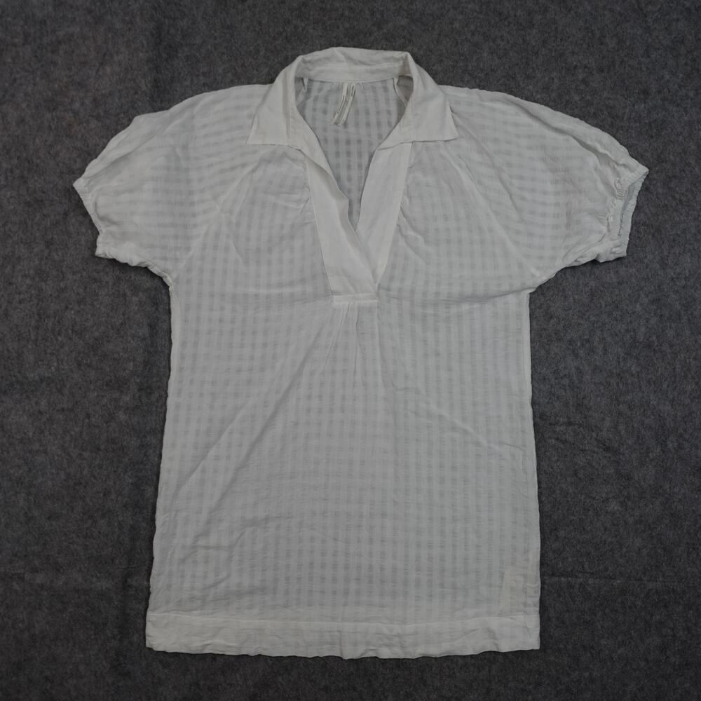 Anthropologie Dress Womens Small Tunic Dress Mini Shift White Puff Sleeve Beachy
